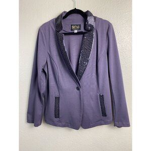 Bob Mackie Sequin Purple Blazer Jacket Women sz Medium